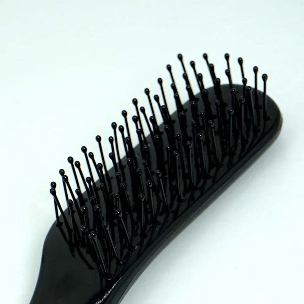Compact Black Paddle Hair Brush – Ergonomic Soft Bristle Brush