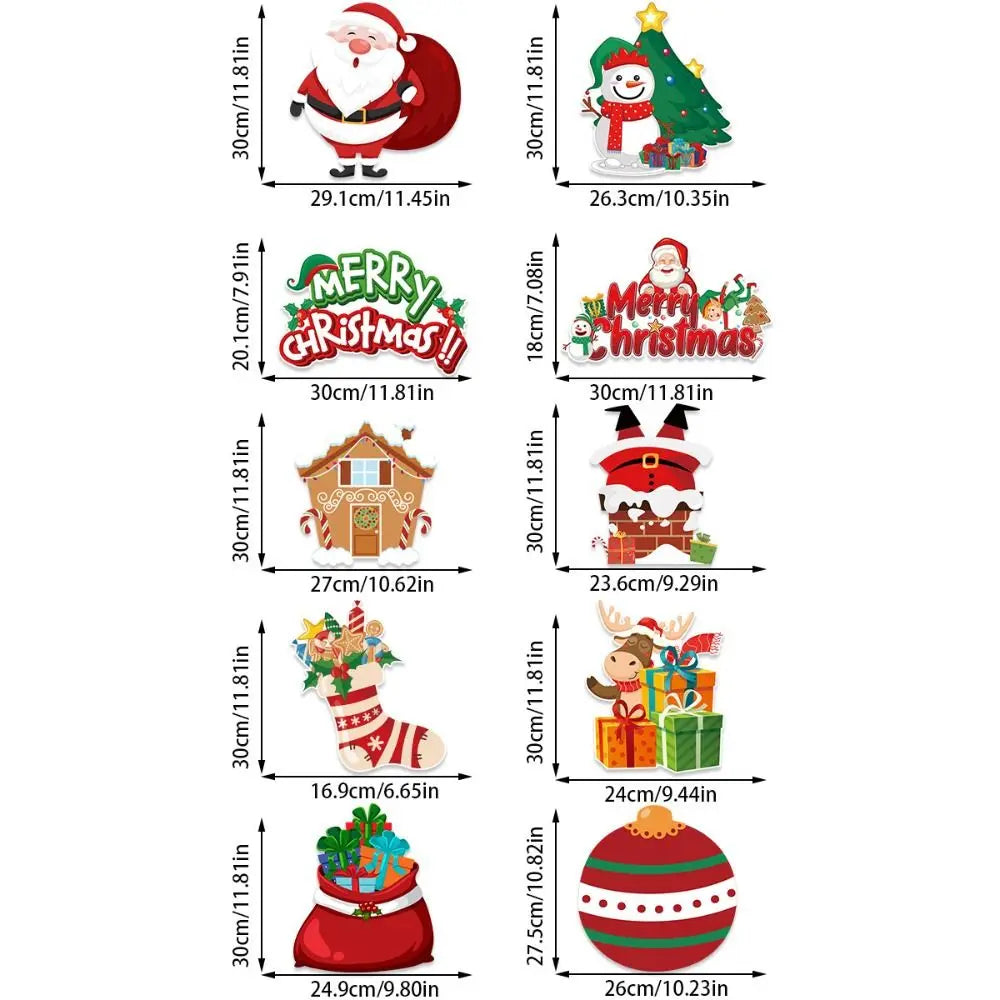 Christmas Door Hanging Banners – Santa & Snowman 10pc Set