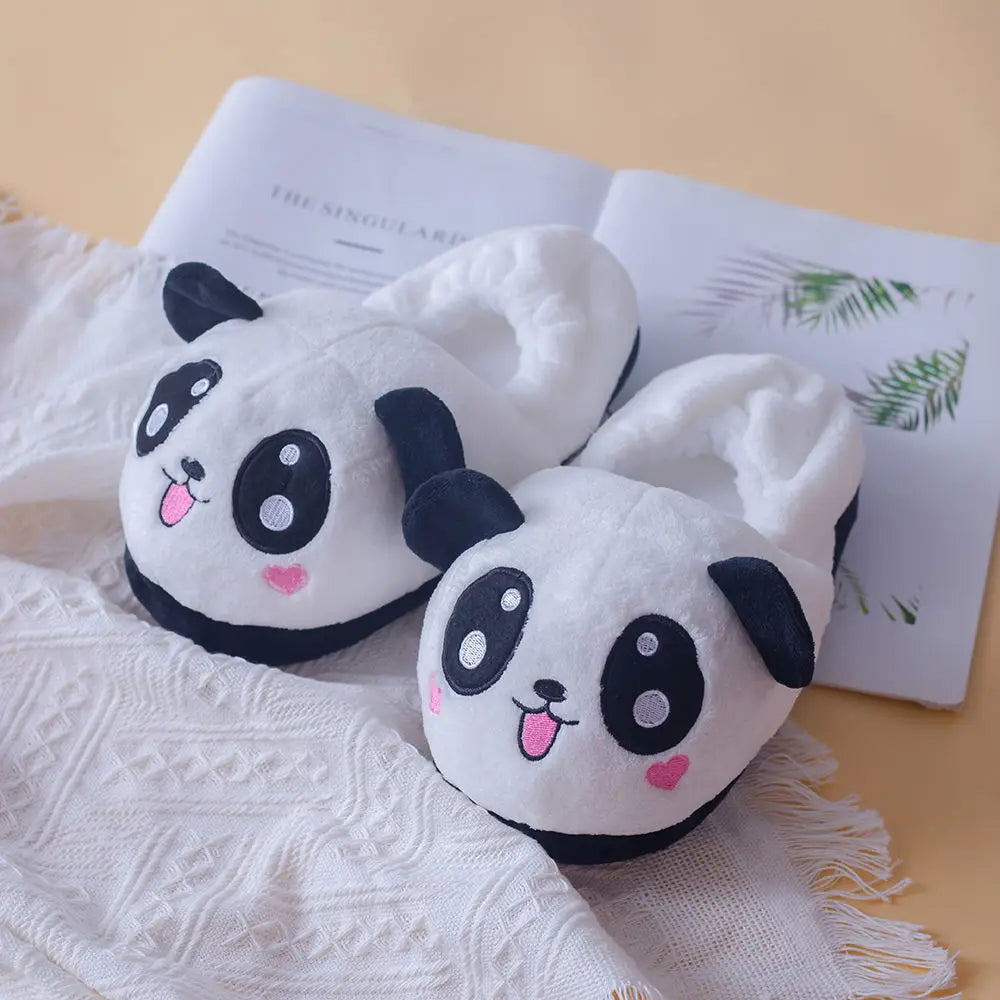 Cute Animal Fluffy Slippers – Women's Winter Cartoon Fur Slides