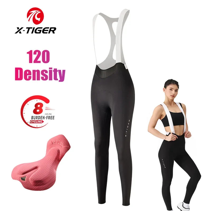 X-TIGER Women's Cycling Bib Pants – 120D Padded MTB Tights