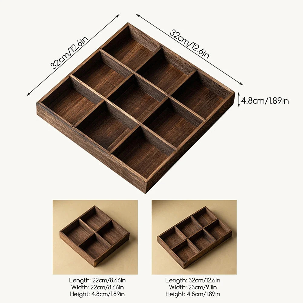 Wood Multi-Compartment Serving Tray | Retro Snack & Nut Platter