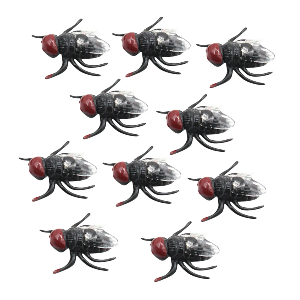 10-Pack Fake Plastic Flies – Prank Joke Toys for Parties