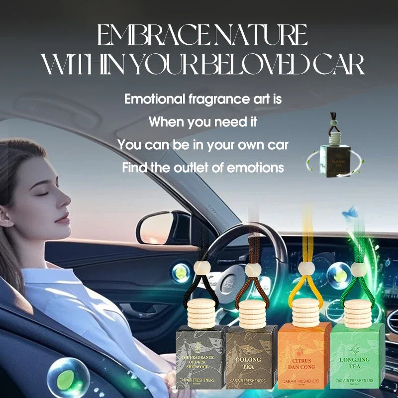 4-Pack Tea Scented Car Air Freshener – Alcohol-Free Rope Hang
