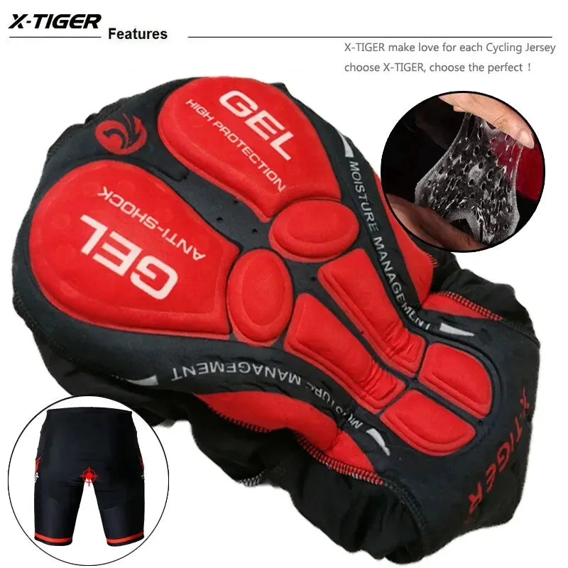 X-TIGER Men's Gel Pad Cycling Shorts – MTB & Road Bike