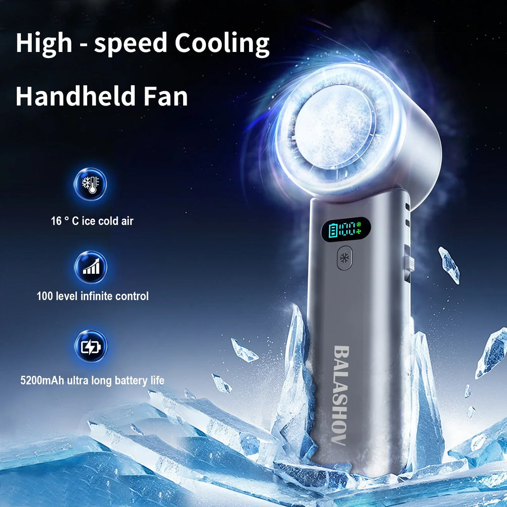 BALASHOV Turbo Handheld Fan – 100 Speeds & 5200mAh Battery
