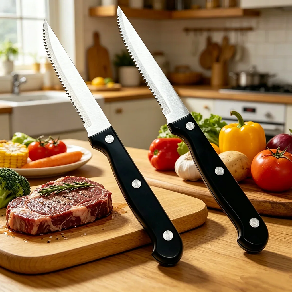 Steak Knives Set 4/6/8/12 Pcs – Serrated Stainless Steel Blade