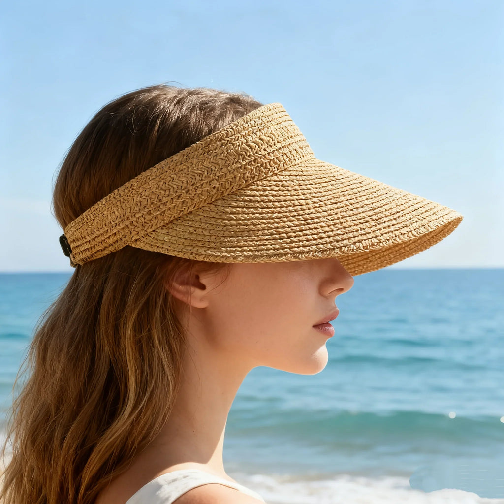 Wide Brim Straw Sun Hat – UV Protection Rollable Beach Hat