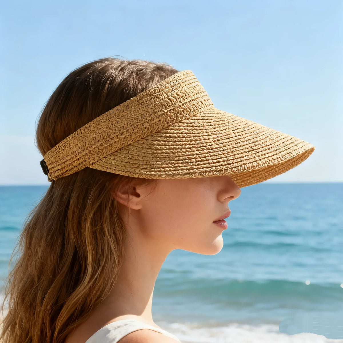 Wide Brim Straw Sun Hat – UV Protection Rollable Beach Hat