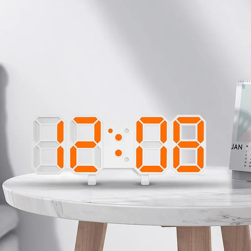 Modern LED Digital Wall Clock Triple Alarm Temperature Display