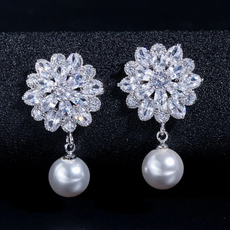 Huitan Imitation Pearl Drop Earrings – Elegant Fashion Jewelry