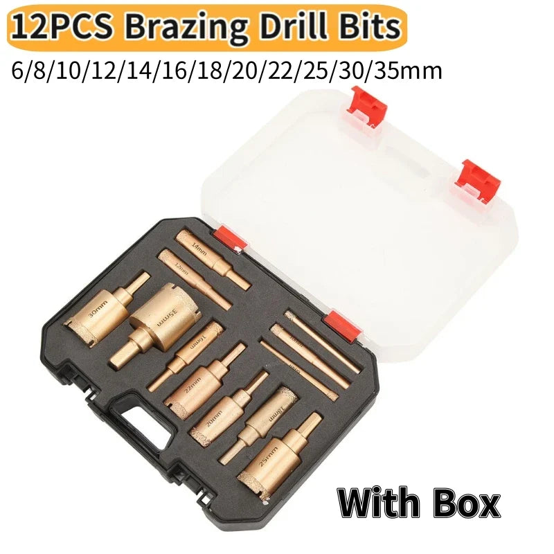 12-Pc Diamond Core Drill Bit Set 6–35mm | Tile & Stone Hole Saw