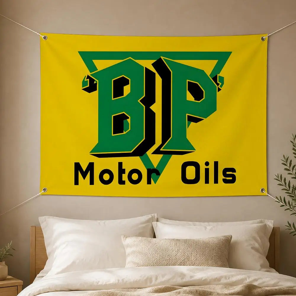 BP Motor Oil Flag Banner – Wall Hanging Automotive Décor