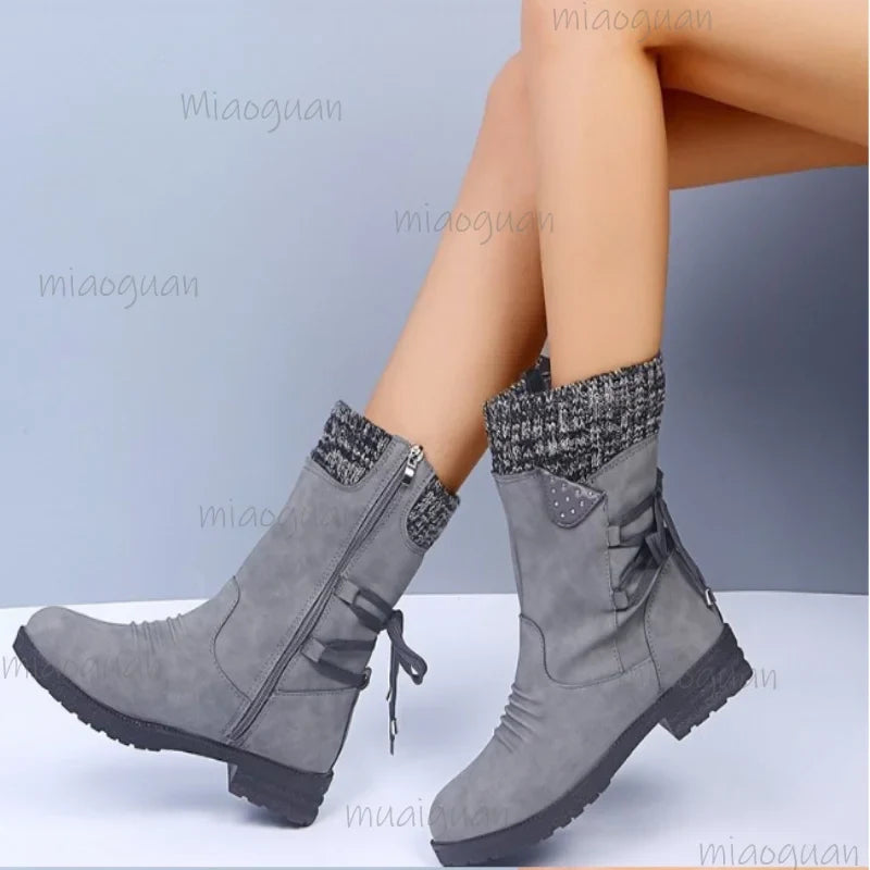 Women's Lace-Up Platform Wedge Mid-Calf Boots | Anti-Slip