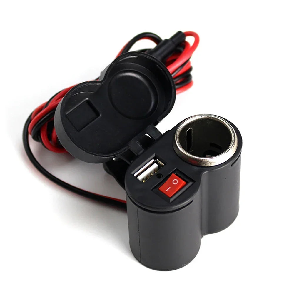 Waterproof Motorcycle USB Charger 12V 2A with Switch & Socket
