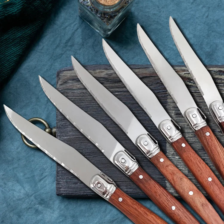 Serrated Steak Knives Set 1–8 Pc | Full Tang Wood Handle
