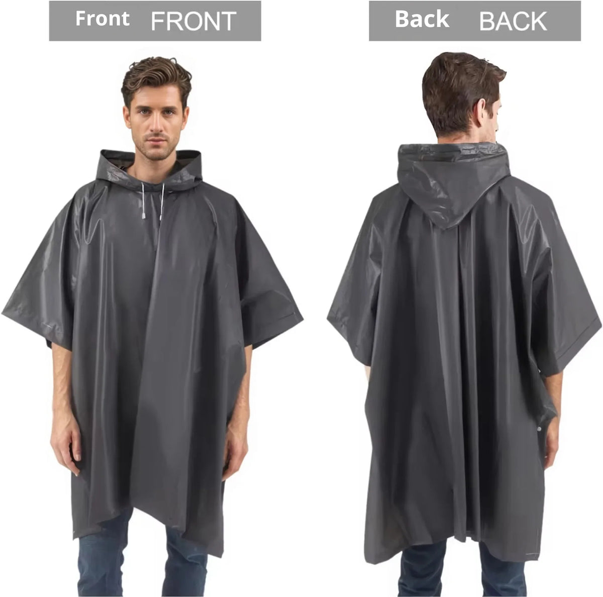 3-in-1 Waterproof Rain Poncho Hooded Outdoor Raincoat