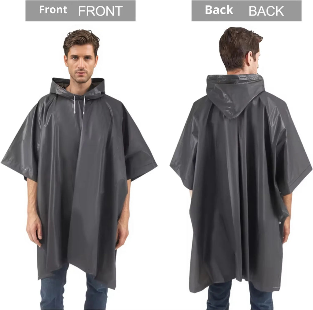3-in-1 Waterproof Rain Poncho – Hooded Outdoor Raincoat