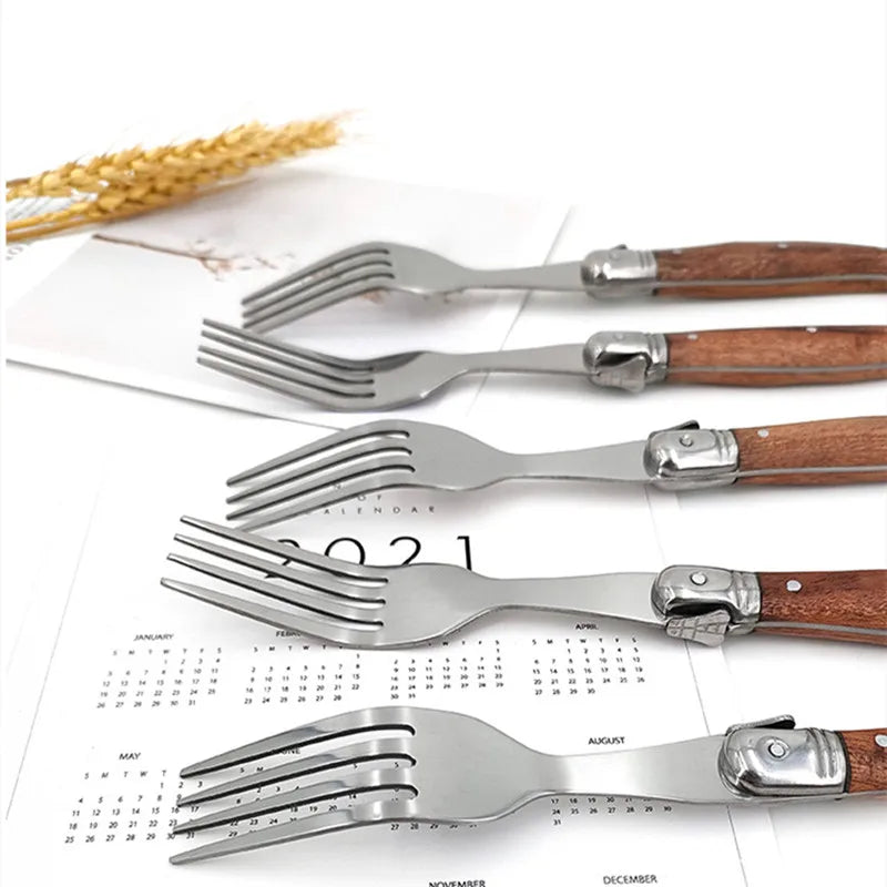 Laguiole-Style Wood Handle Steak Knives – Stainless Steel 6–10 Pc