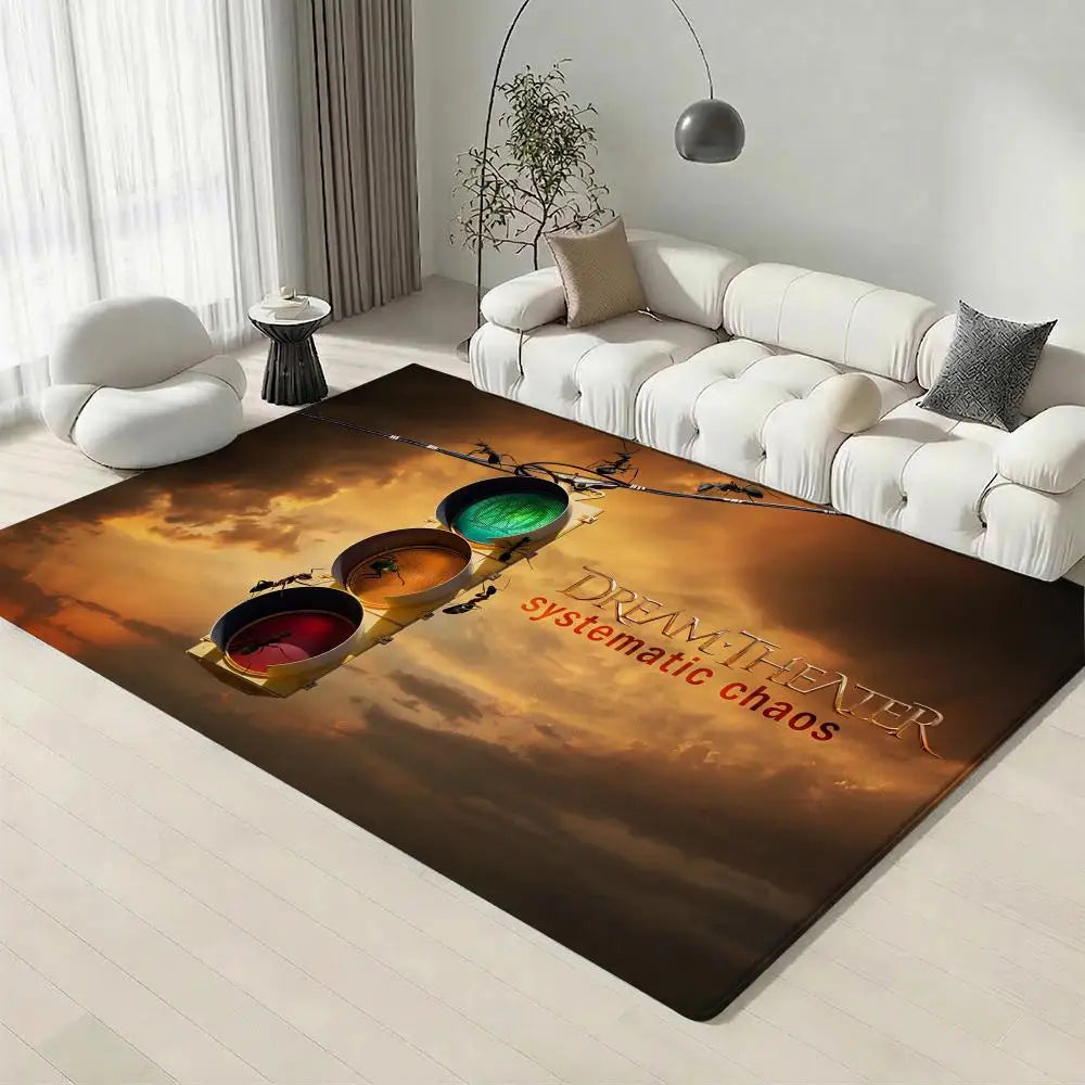 Dream Theater Band Flannel Floor Mat – Non-Slip Indoor Rug