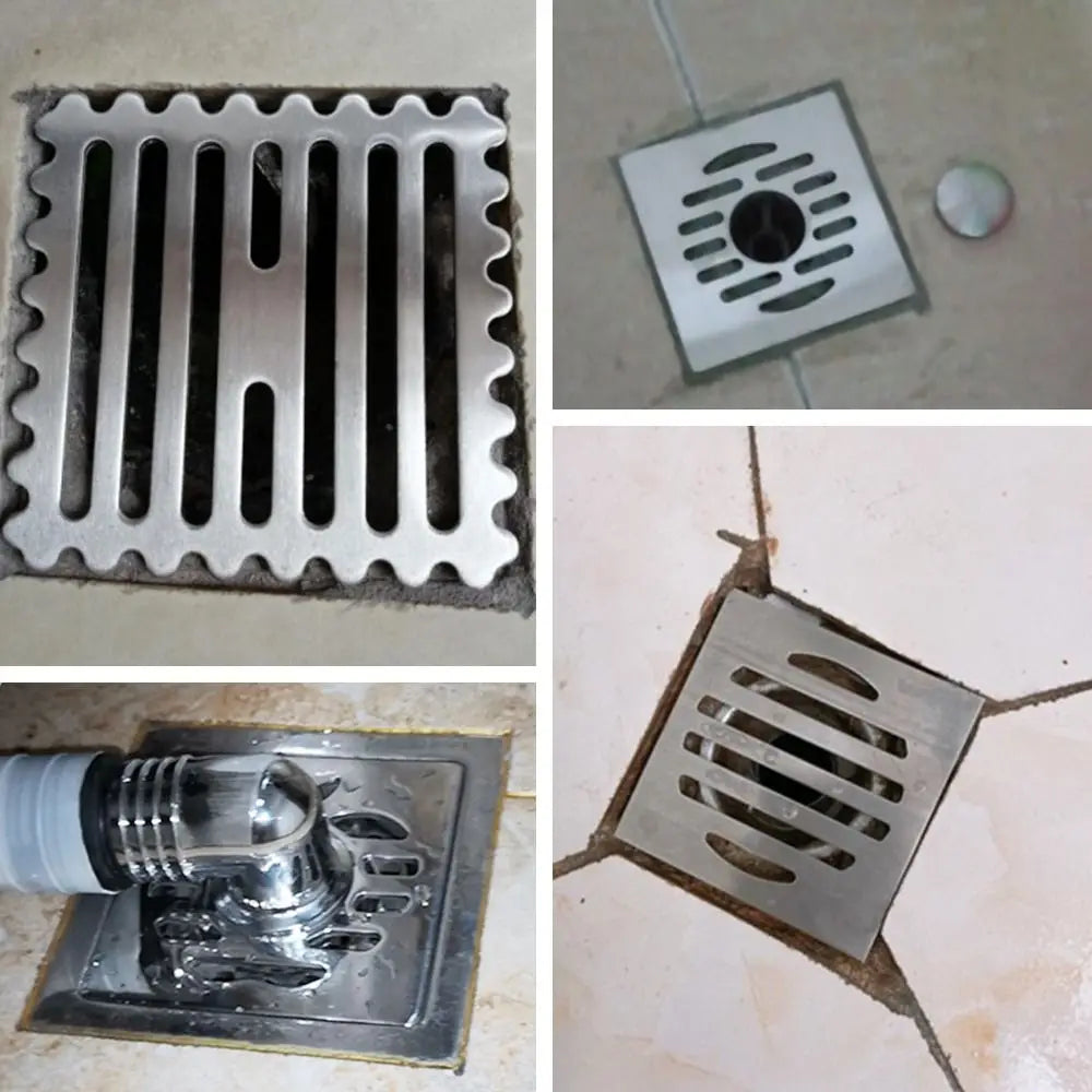 Square Floor Drain Cover Stainless Steel Convenient Shower Hole