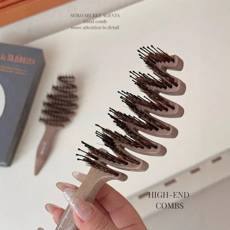 Boar Bristle Hair Brush & Scalp Massager – Anti-Static Paddle Comb