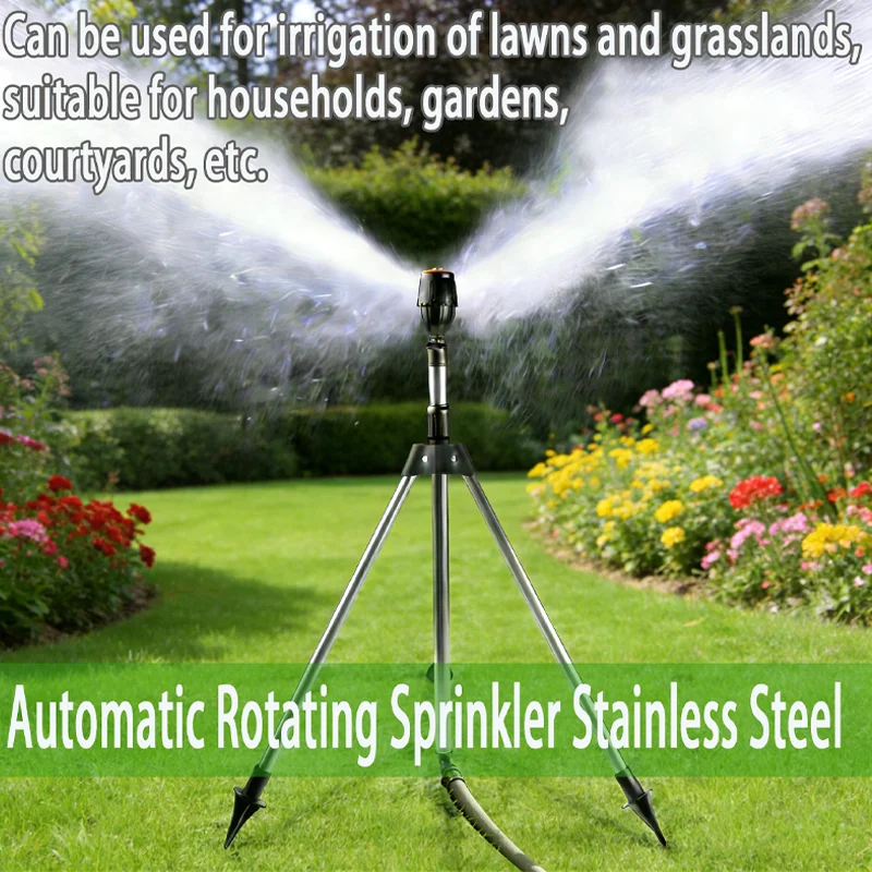 360° Rotating Garden Sprinkler with Telescopic Tripod Stand