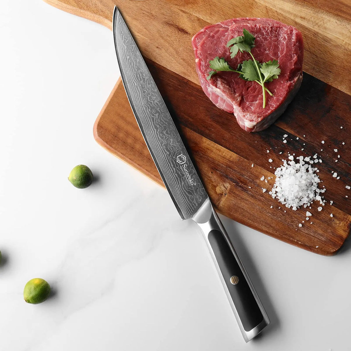 Sunnecko 8" Damascus Steel Slicing Knife – VG10 Core, HRC 60+