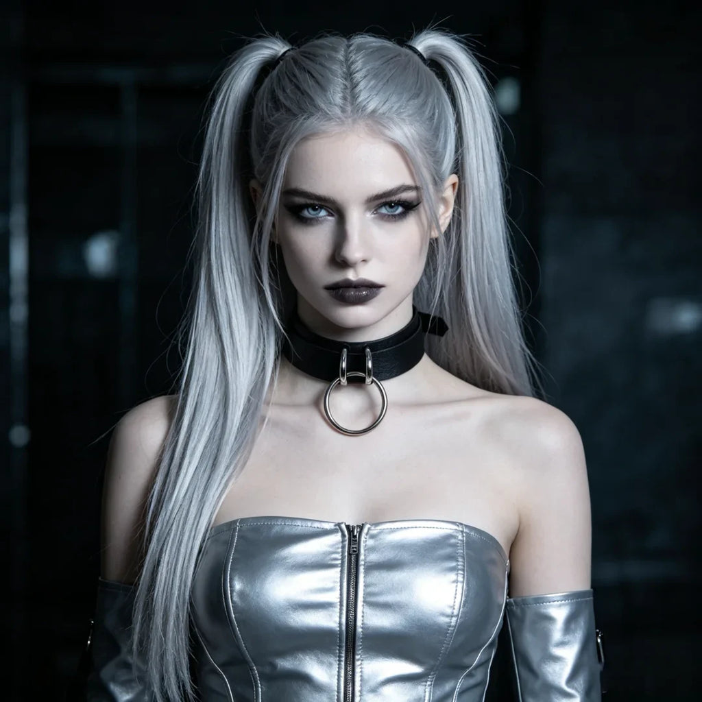 Fashion Round Spike Punk Chocker Collar PU Leather Harness Necklace