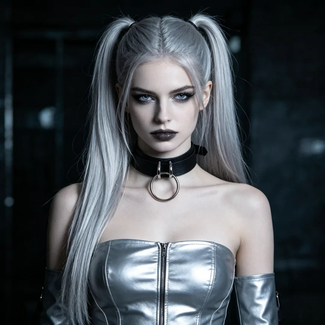 Fashion Round Spike Punk Chocker Collar PU Leather Harness Necklace