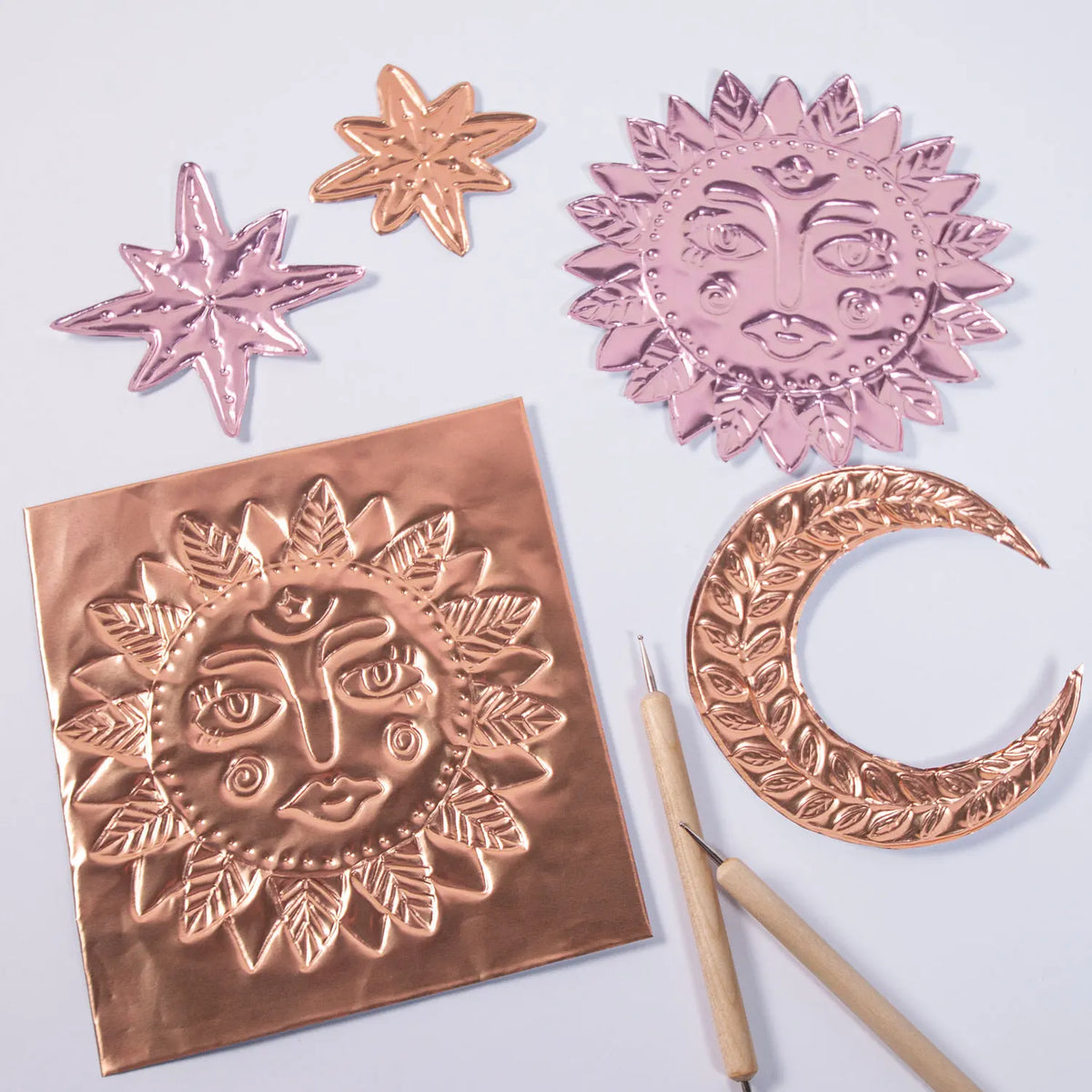 8-Piece Metal Embossing Foil Sheets Kit | Gold Silver Pink Rose Gold
