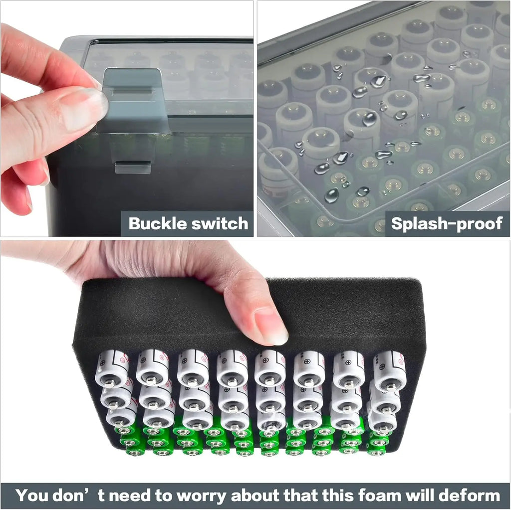 Battery Organizer Storage Case – Holds 54 AA & AAA Batteries