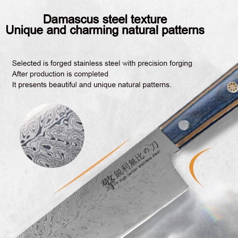Damascus Steel Chef's Knife – Japanese-Style Wooden Handle