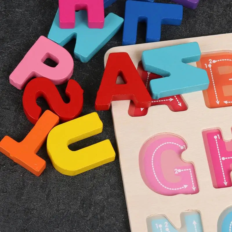 Wooden Alphabet & Number Montessori Puzzle – Kids Learning Toy