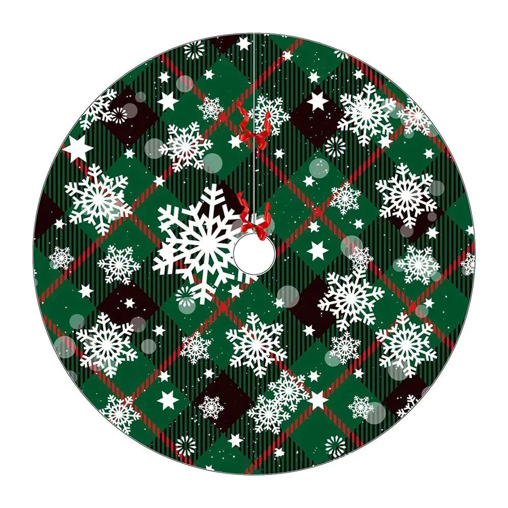 Red Swirl Floral Christmas Tree Skirt – Round Plush Xmas Mat