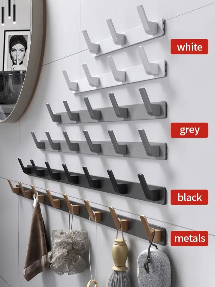 YUNJIEYA 6-Hook Aluminum Wall Rack | Kitchen & Bathroom Hooks