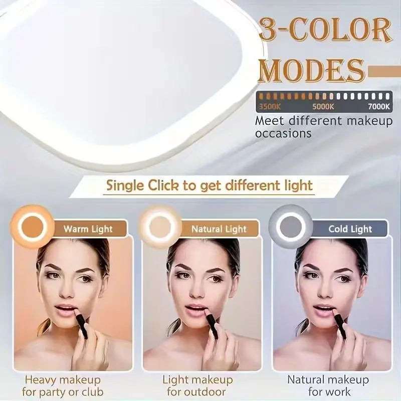 LED Makeup Mirror – 5X Magnifying, Foldable, USB Powered