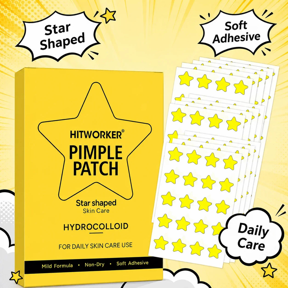 Yellow Star Hydrocolloid Spot Patches | 24/120pcs Skin Care