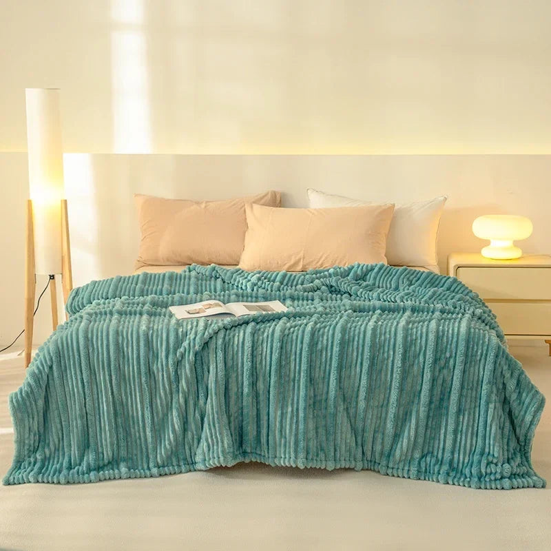 Ribbed Flannel Fleece Throw Blanket – Super Soft All Season