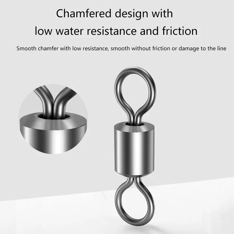 100 Pcs Stainless Steel Rolling Fishing Swivels | Line Connector