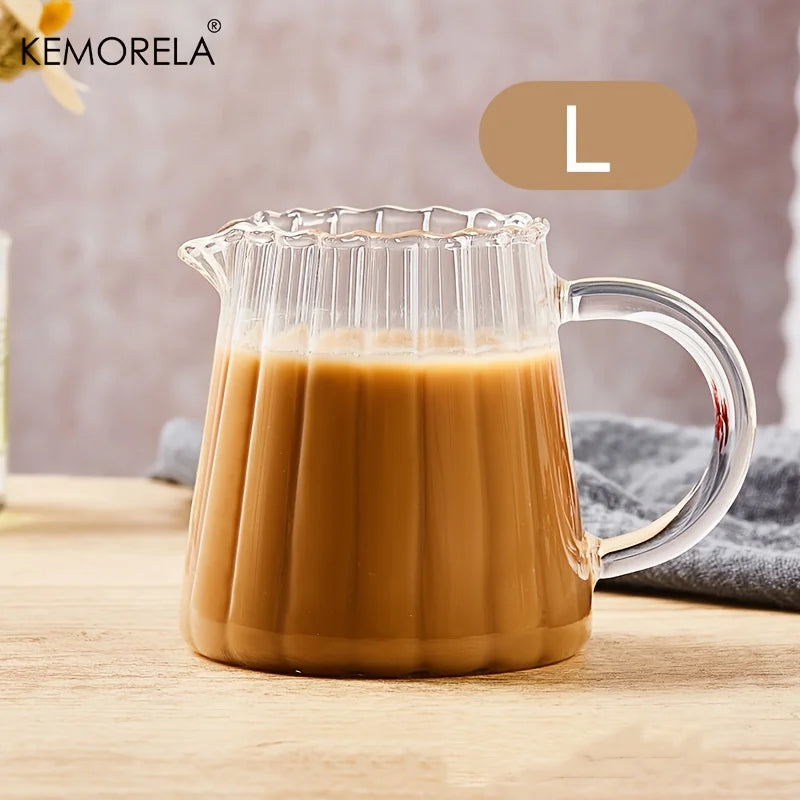 KEMORELA Retro Striped Glass Creamer Jar | Mini Coffee Cup
