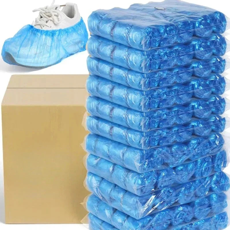 40- Disposable Waterproof Shoe Cover Plastic Non-slip Foot Indoor PE
