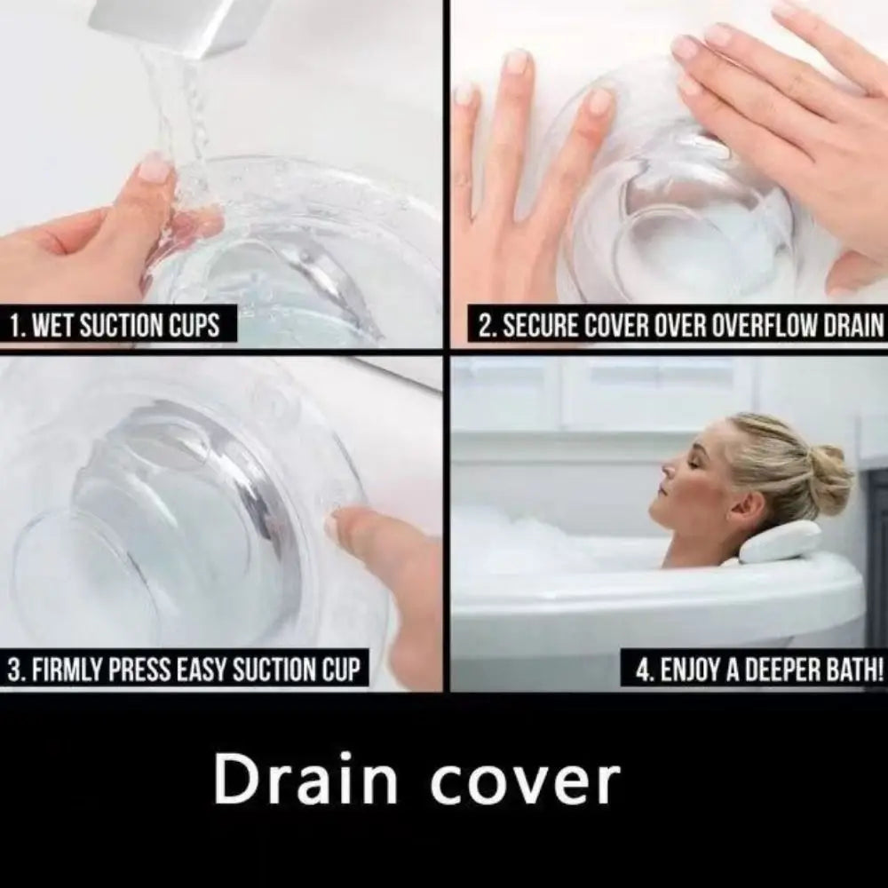 Transparent PVC Bath Overflow Drain Cover Anti-overflow Water Stop