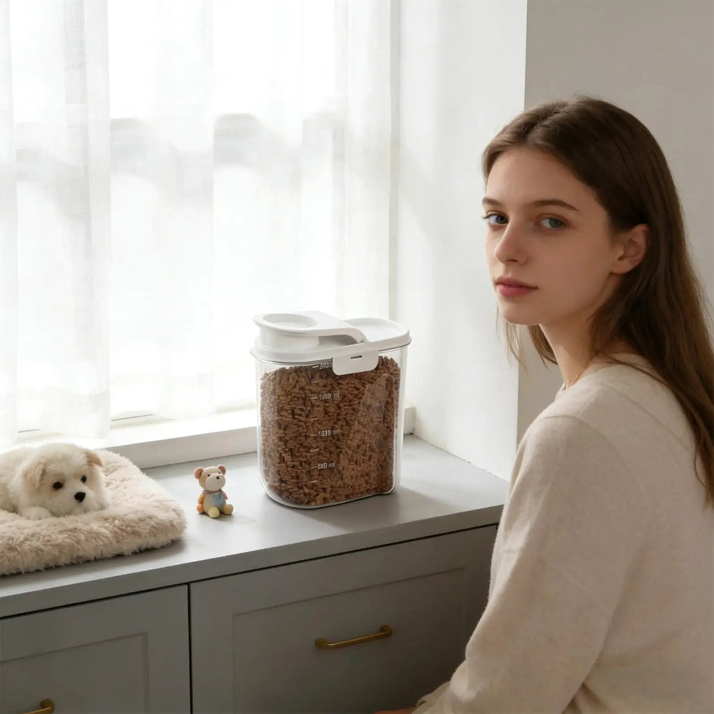 2L Airtight Pet Food Storage Container with Lid | Dog & Cat