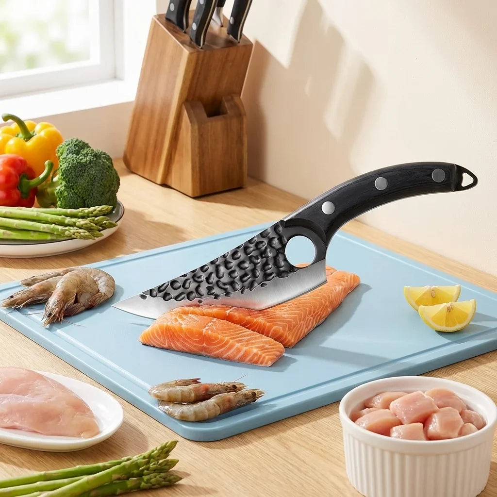 6-Inch Hand-Forged Stainless Steel Chef's Knife with Cover