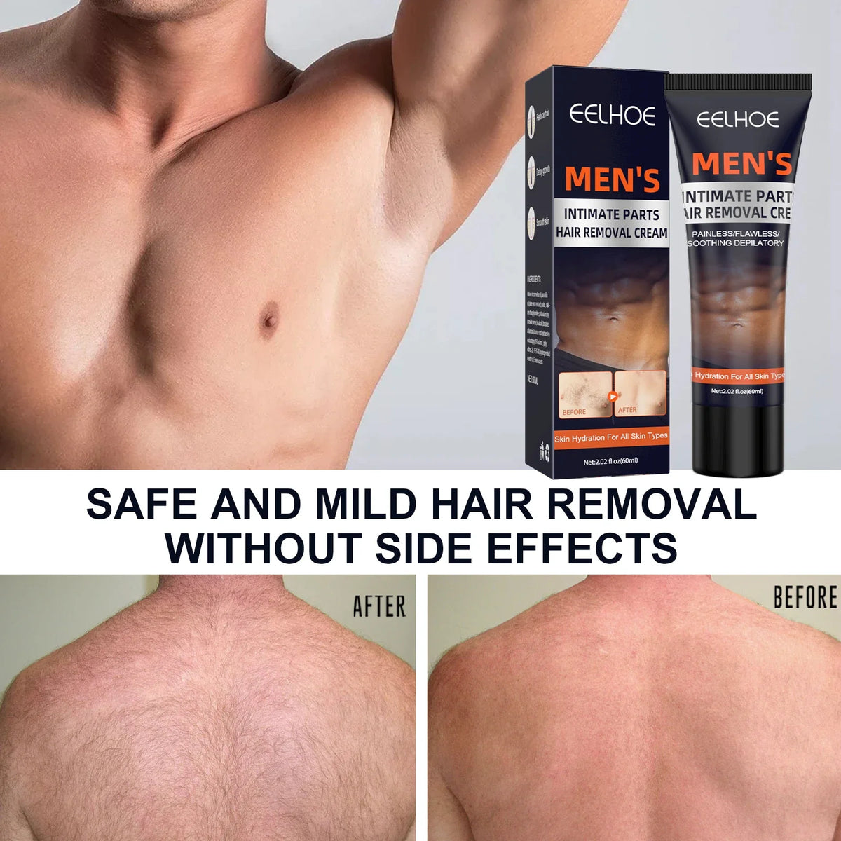 Eelhoe Men's Hair Removal Cream – Chest, Armpit & Leg | 60ml