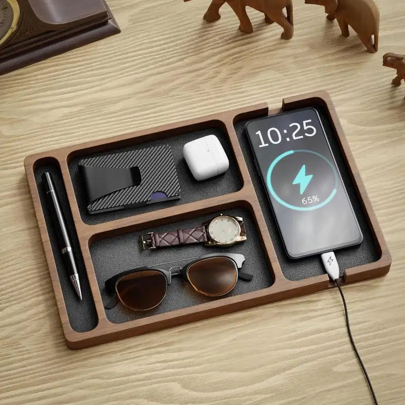 Wooden Office Desktop Storage Box Solid Wood Partition Mobile Phone