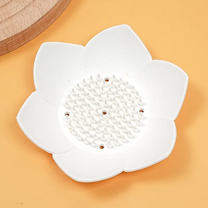 Lotus Silicone Soap Dish with Drainage | Eco-Friendly Holder