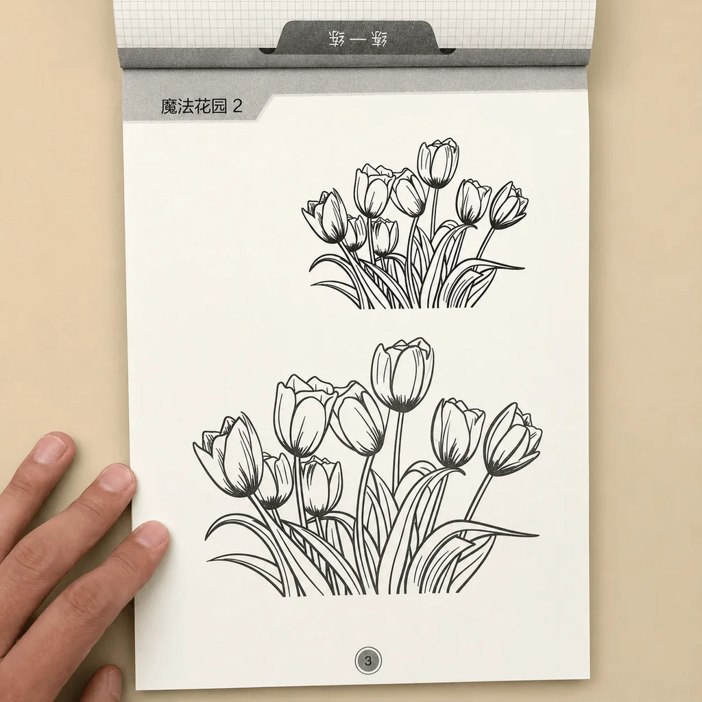 48-Page Floral Sketch Tracing Book Various Garden Flower Outline