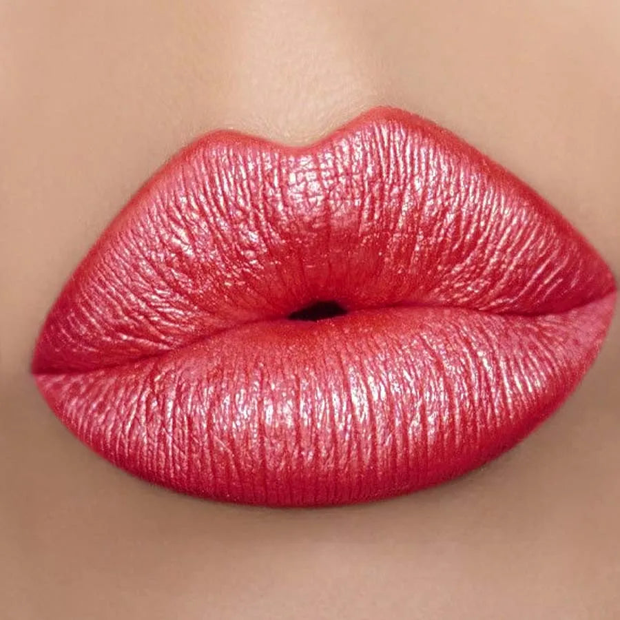 KAFURUX Red Metallic Glitter Lip Glaze – Shimmer Lipstick