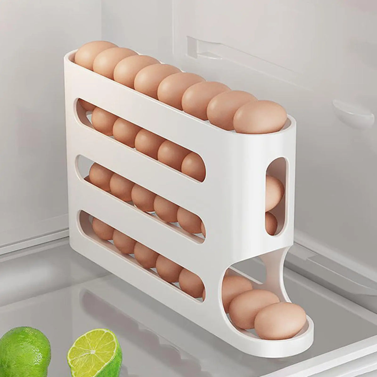 Automatic Egg Rolling Dispenser 4-Tier Large Capacity Tilted Storage